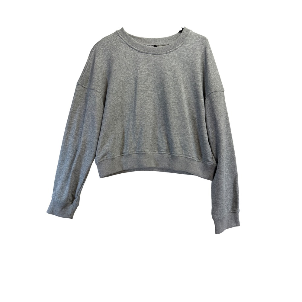 BTFBM Women Heather Gray Cropped Crewneck Sweatshirt Relaxed Fit XL 8531